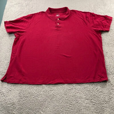 Harbor Bay Polo Shirt Mens 6XL Short Sleeve 100% Cotton Red Casual Big Tall - Image 1 of 4