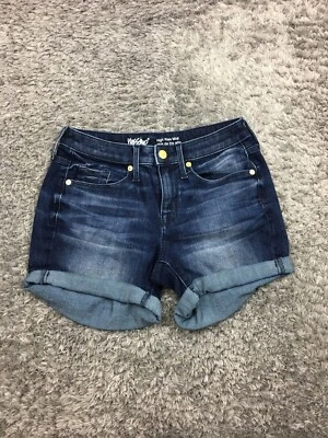 Pantalones Cortos de Jean Mossimo de Tiro Alto para Mujer Talla 0 Azul Denim Lavado Oscuro 25 Cintura Potencia Foto 1 de 4