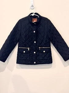 Zara Quilted Padded Coat Puffer Jacket 7 Yrs 122 Cm Navy Blue Kids Girls Zipper - Picture 1 of 11