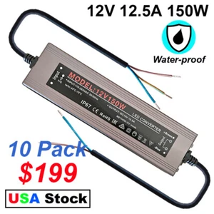 IP67 Waterproof Power Supply DC 12V Transformer 12.5A 150W Adapter LED Driver - Picture 1 of 9