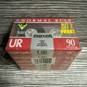 Maxell UR 90 Blank Audio Cassette Tapes  Normal Bias  6 Pack  Brand New Sealed - Picture 1 of 4