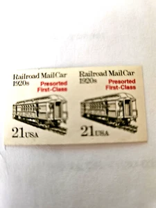 1988 ungezähntes Paar Sc 2265a 21c Eisenbahn Postwagen Coilfehler postfrisch - Bild 1 von 1