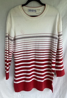 Vintage SONIA RYKIEL 100% Cotton White Red Striped Tunic Knitted Top France - Image 1 of 4