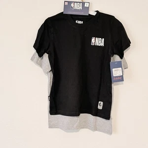 NBA Youth T-Shirt 2-Pack Gray & Black Size 8 Official Licensed NWT Tee Set - Picture 1 of 10