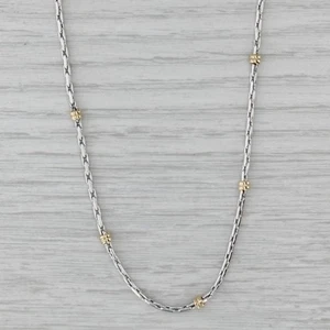 2-Toned Cable Chain Necklace 14k White & Yellow Gold 18 1/2" 3mm - Picture 1 of 6