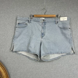 Jean Abercrombie And Fitch tiro alto The Dad corto azul denim talla 36 nuevo con etiquetas - Imagen 1 de 9
