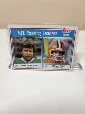 1980 PASSING LEADERS Topps 1981 Card #1 RON JAWS JAWORSKI Eagles / BRIAN SIPE Nm - Image 1 of 2