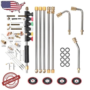 Upgrade Pressure Washer Wand Kit, 9pc Stainless Steel, 4000 PSI, Quick Connect - Foto 1 di 9