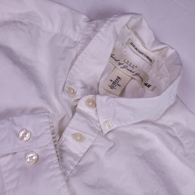H&M L.O.G.G. Camisa Para Hombre Grande Blanca Con Botones Oxford Calce Regular Bolsillo Algodón Foto 1 de 4