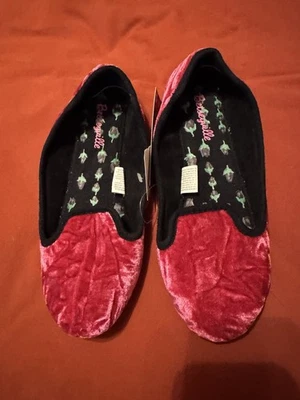 Zapatillas Betsey Johnson Terciopelo Rosa Talla 7-8 Nuevas con Etiquetas Foto 1 de 4