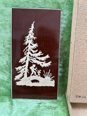 Kleines Wandbild Holz Sägearbeit 13 X 7 Vom OVP 1960 - Bild 1 von 4