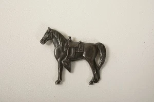 Sterling Silver Horse Pin (R4A/JSF6) Saddled Show Pony 2.5" Western Brooch - Picture 1 of 5