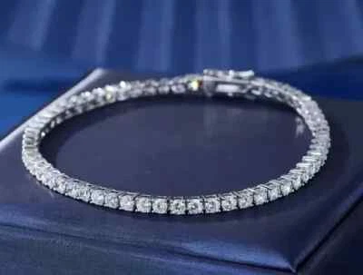 5.49Ct Round Cut GH/SI-I2 Natural Diamond Women's Tennis Bracelet 18k White Gold - Image 1 of 4