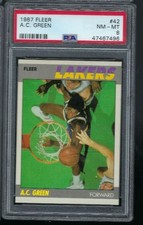 1987 Fleer Basketball #42 A.C. Green PSA 8