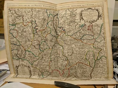 1707 de l'Isle/P. Mortier: Civitas Leucorum.. Mapa de la Diócesis de Toul, Francia Foto 1 de 4