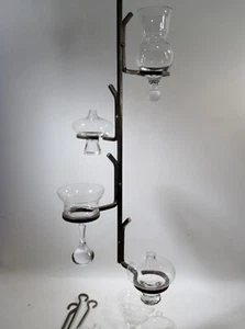 Candelabro de cuatro luces de cristal y hierro Erik Hoglund de mediados de siglo para Boda Nova - Imagen 1 de 9