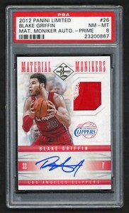 2012 Panini Limited #26 BLAKE GRIFFIN Material Moniker Prime Auto #1/5 PSA 8