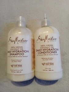 Shea Moisture Daily Hydration Shampoo & Conditioner 13 Fl Oz Virgin Coconut Oil - Picture 1 of 9