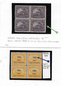NICARAGUA timbres 2 blocs de 4 avec variété de surcharge à voir pas spécialiste