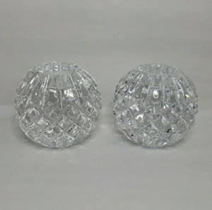 WATERFORD CRYSTAL HAND CUT DIAMONDS TAPER CANDLE HOLDERS - Set Of 2 - Picture 1 of 12