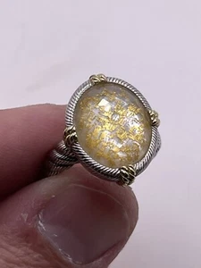 Judith Ripka Sterling Silver Gold Leaf Quartz Ring Size 7.75 - Picture 1 of 9