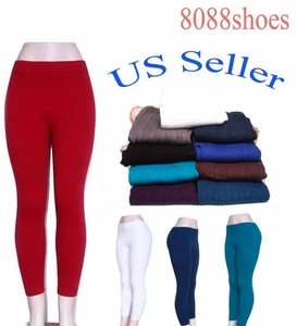Women's One Size Textured Or Brush Slim Stretch Skinny Footless Leggings NEW - Picture 1 of 37