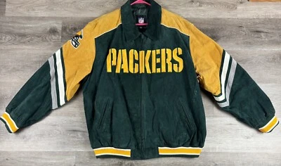 Jaqueta de couro Green Bay Packers GIII Apparel NFL masculina XXL zíper completo camurça - Imagem 1 de 4