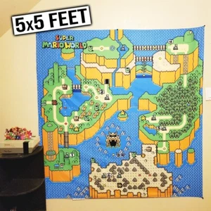 Super Mario World Banner 5x5 Fuß Wandteppich SNES Wandflagge Spielzimmer Yoshi Bowser - Bild 1 von 10