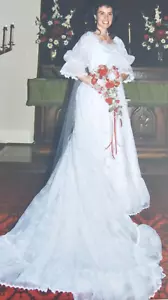 Abito da sposa vintage anni 80 Morilee Madeline Gardner taglia 12 principessa delle fiabe - Foto 1 di 13