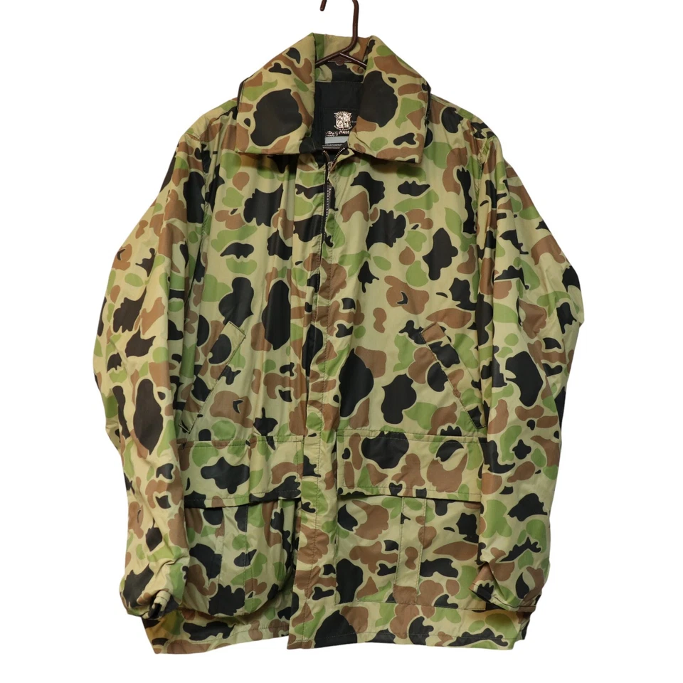Vtg Stearns Float Flotation Camouflage Hooded Rain Jacket Coat Mens XL USA MN - Image 1 of 4