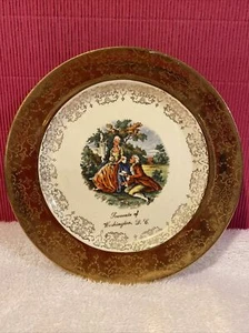 Vintage Crest-O-Gold Speiseteller 22K Goldrand handbemalt Washington DC 7,25" - Bild 1 von 3