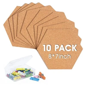 Cork Bulletin Board Hexagon Decorative Display Boards 1/2" Thick Selfadhesive Ti - Picture 1 of 7