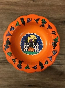 Vintage Berman Industries Halloween Süßigkeitenschale Schüssel schwarze Katzen Kürbisse Kitsch - Bild 1 von 3