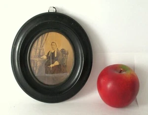 Antique Miniature Oval Portrait Wooden Painting Frame Original French Label 1867 - Picture 1 of 4