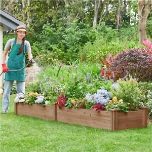 Wooden Raised Garden Bed Divisible Planter Box for Yard/Vegetable/Flower/Herbs - Picture 1 of 30
