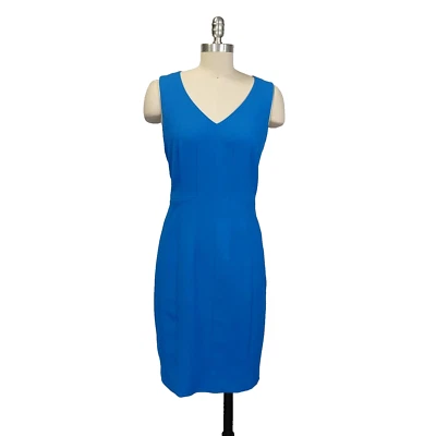 Badgley Mischka Royal Blue Sheath Dress Size 2 Crepe Sleeveless V Neck Classic - Image 1 of 4