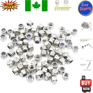 100Pcs M3 Nylon Inserted Hex Lock Nuts - Durable 304 Stainless Steel Fasteners - Foto 1 di 9