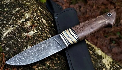 A.Maruschin Russland Outdoor Messer Damast Stahl  HRC 62Handarbeit Шершень - Bild 1 von 4