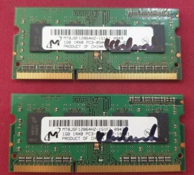 Micron 2x 1gb = 2GB DDR3 RAM Memory PC3-8500s PC3-8500S MT8JSF12864HZ 1rx8 PAIR - Image 1 of 2