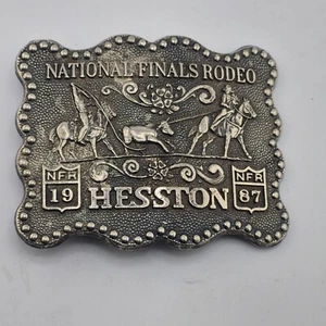 Vintage 1987 Hesston National Finals Rodeo Fred Fellows Bronc Rider Belt Buckle - Picture 1 of 7