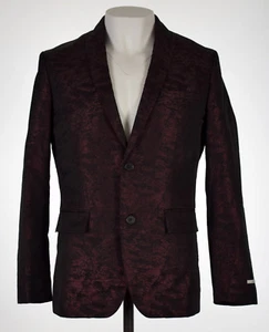 INC International Concepts Mens Burgundy Slim-Fit Jacquard Night Out Blazer M - Picture 1 of 4