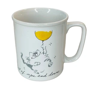 Purrfect Charms Cats Balloons Life Is Full Of Ups & Downs Coffee Mug Vtg Japan - Picture 1 of 12