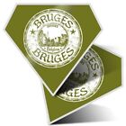 2 x autocollants diamant 7,5 cm - Timbre voyage Bruges Belgique #6100