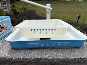 Pyrex Schneeflocke Girlande Lasagne Auflaufform Backform Blau 933 13,5 Lot 2 - Bild 1 von 6