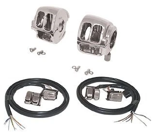Kit de carcasa de interruptor de manillar cromado V-Factor 13337 con interruptores - Harley 96-13 Foto 1 de 1