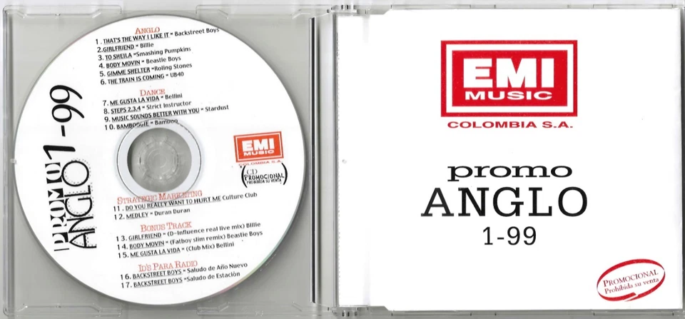 Promo Anglo 1-99 - Rare 1999 Colombian 17trk promo only CD w/ Duran Duran Medley - Image 1 of 1