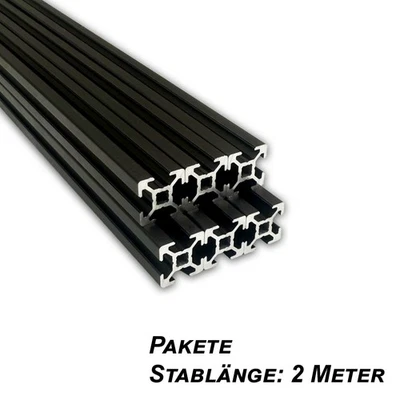 SGPLUSMH Aluprofil 20x20 | Nut 6 | schwarz | B-Typ | Aluminiumprofil | Bosch kompatibel