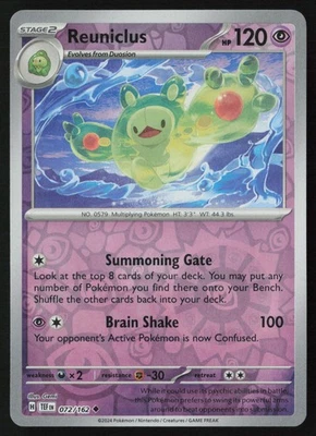 Pokemon Reuniclus - 072/162 SV05: Temporal Forces Reverse Holo Pack Fresh - NM - Image 1 of 2