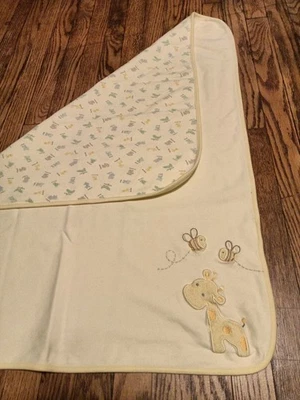 Carters желтый жираф пчелы ребенка одеяло животное двусторонний хлопок винтажный милый - Изображение 1 из 4