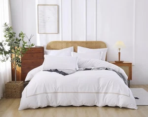 100% Cotton Duvet Cover Set Soft Comfortable with Embroidery Design 3 Pcs Sat... - Bild 1 von 7